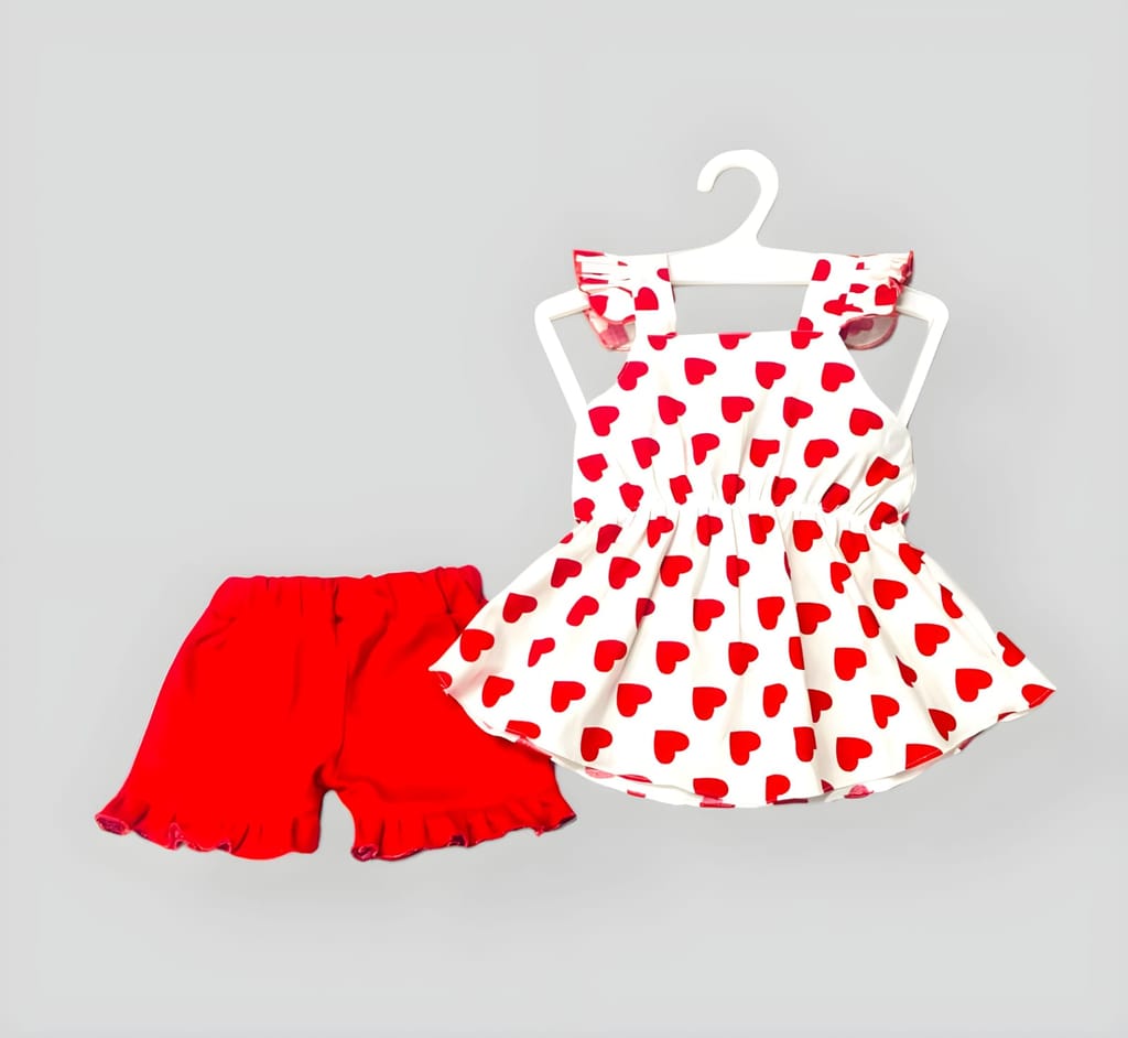 Red and White Polka Dot Baby Dress with Bow and Diaper Cover Set