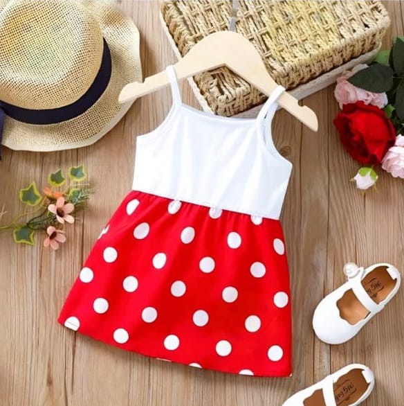 Red and White Polka Dot Minnie Mouse Dress for Girls