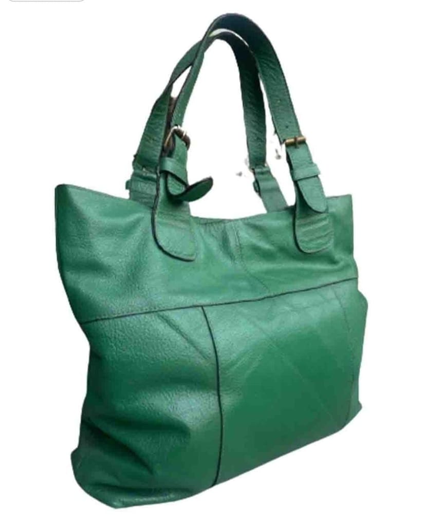 Green Leather Tote Bag with Double Handles and Buckle Detail Pack of 2 - Handbags | Buy online on ZillyBuy
