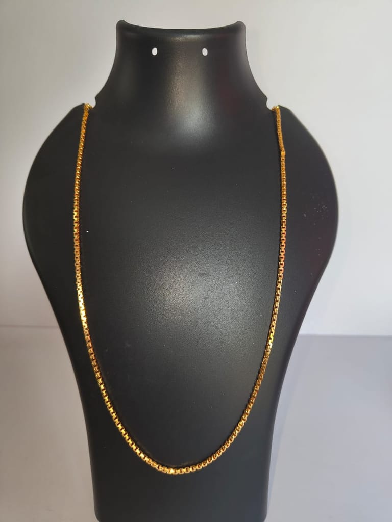 **Product Title:**Gold  plated Box Chain Necklace for Men and Women, 18 Inches