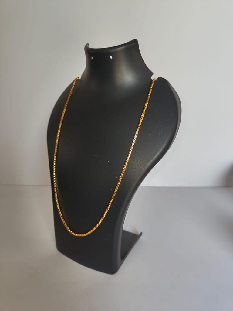 **Product Title:**Gold  plated Box Chain Necklace for Men and Women, 18 Inches
