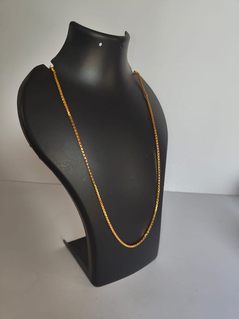 **Product Title:**Gold  plated Box Chain Necklace for Men and Women, 18 Inches