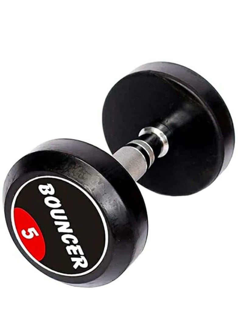 Bouncer 5 KG Rubber Hex Dumbbell for Home and Gym