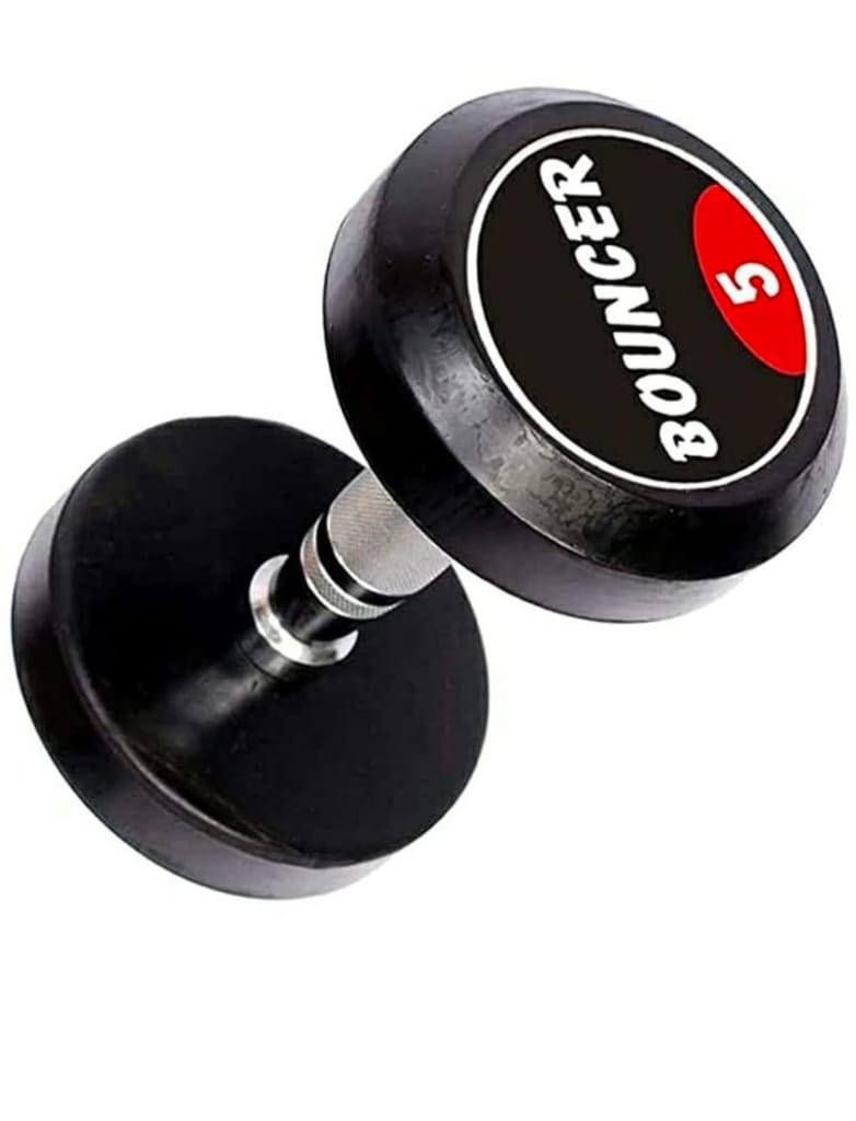 Bouncer 5 KG Rubber Hex Dumbbell for Home and Gym