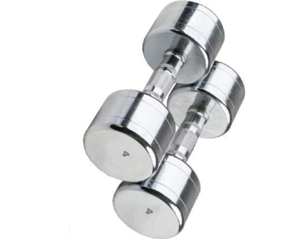  A pair of 4 KG round steel chromed dumbbell for home and gym use