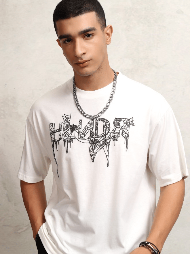 Men's White Printed T-Shirt