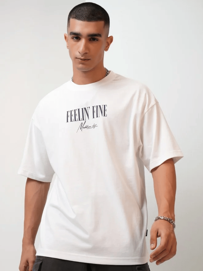 Men's White Printed T-Shirt