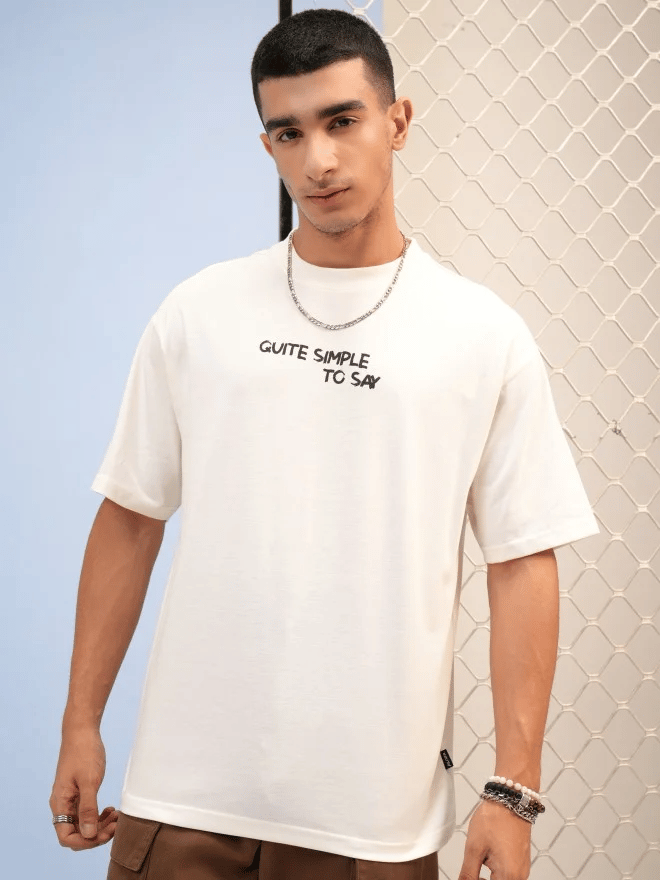 Men's White Printed T-Shirt