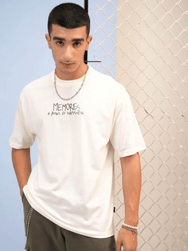 White Men's Printed T shirt