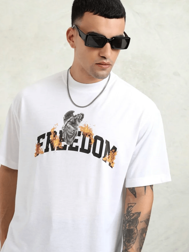 White Men's Printed T shirt