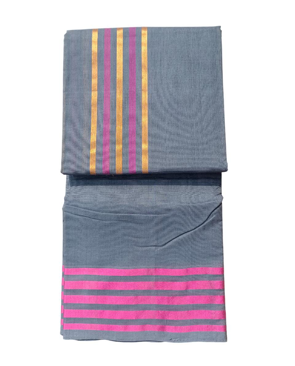 Buy Cotton Dhoti With Golden Zari Border Online at Best Price in India