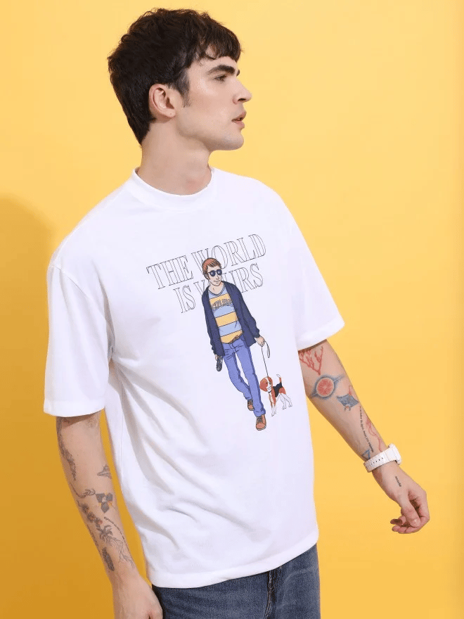 White Men's Printed T shirt
