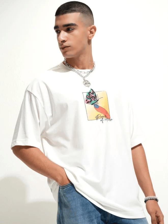 White Men's Printed T shirt