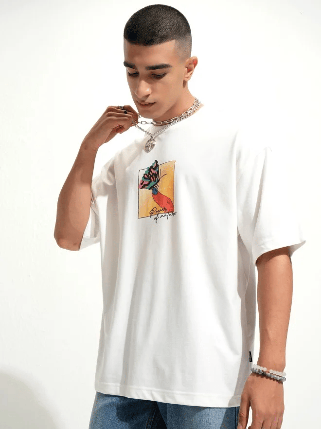Trendy Men White Men's Printed T shirt 2025 at ShopCircuit | ONDC