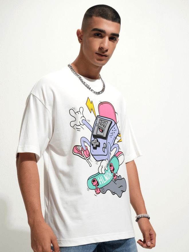 White Men's Printed T shirt