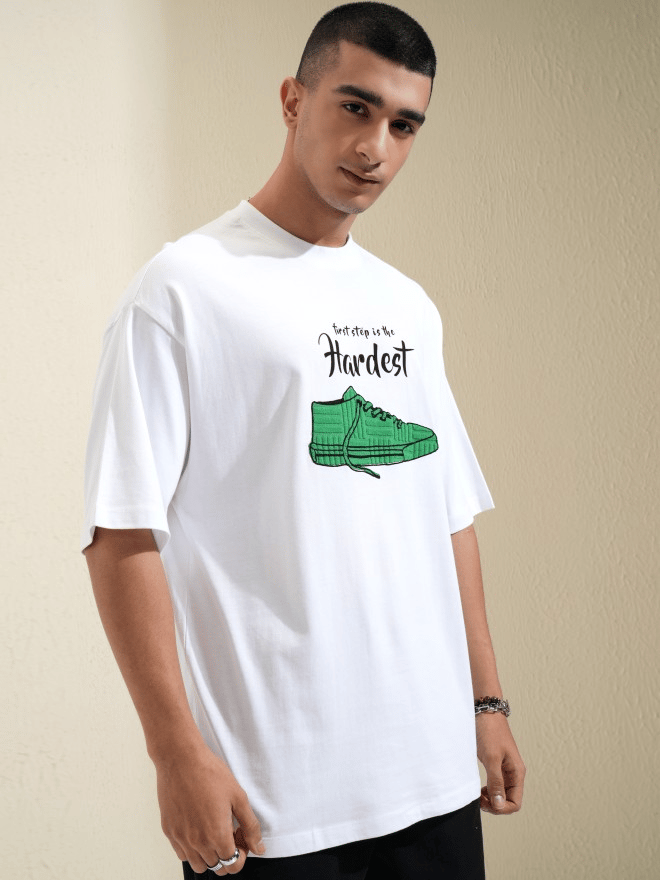 White Men's Printed T shirt