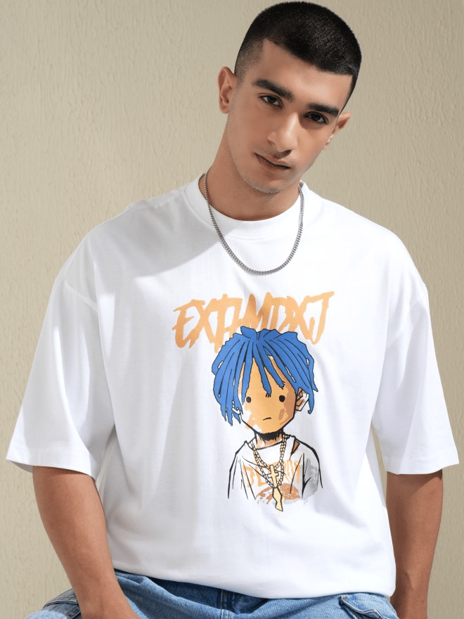 White Men's Printed T shirt