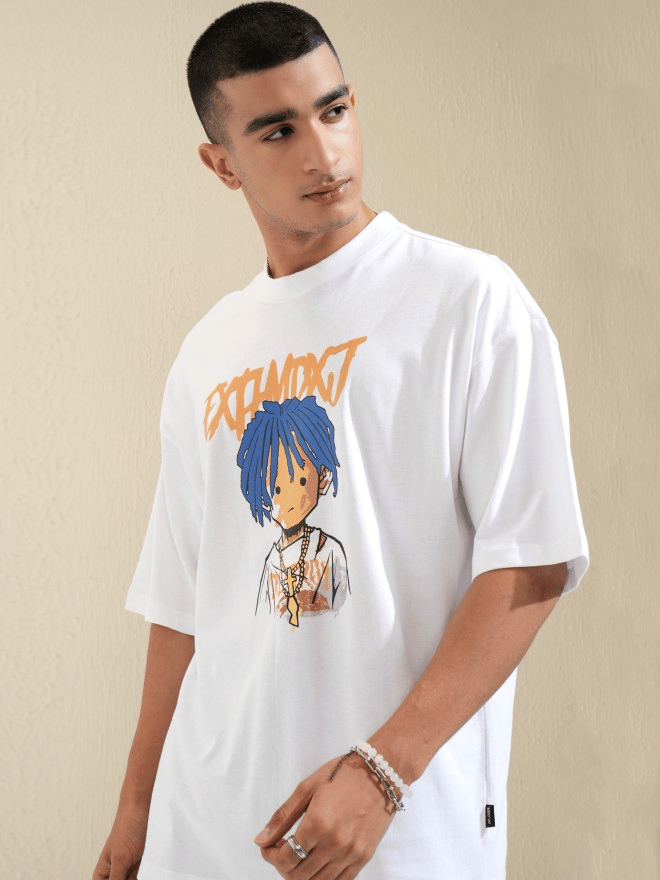 Affordable Men White Men's Printed T shirt 2025 at ShopCircuit | ONDC