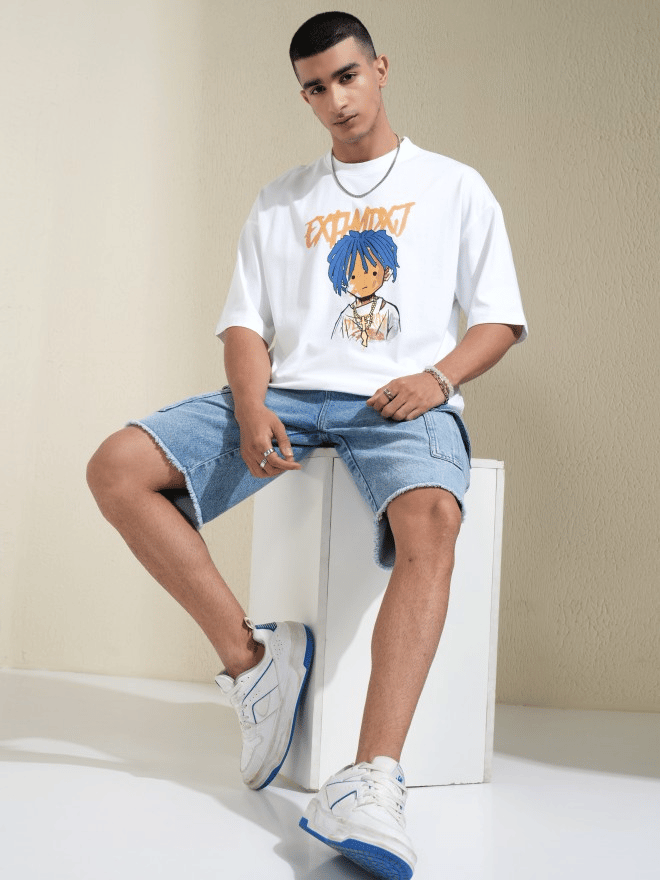 Affordable Men White Men's Printed T shirt 2025 at ShopCircuit | ONDC
