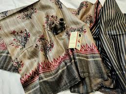 Pure Tussar Ghicha Printed Silk Saree