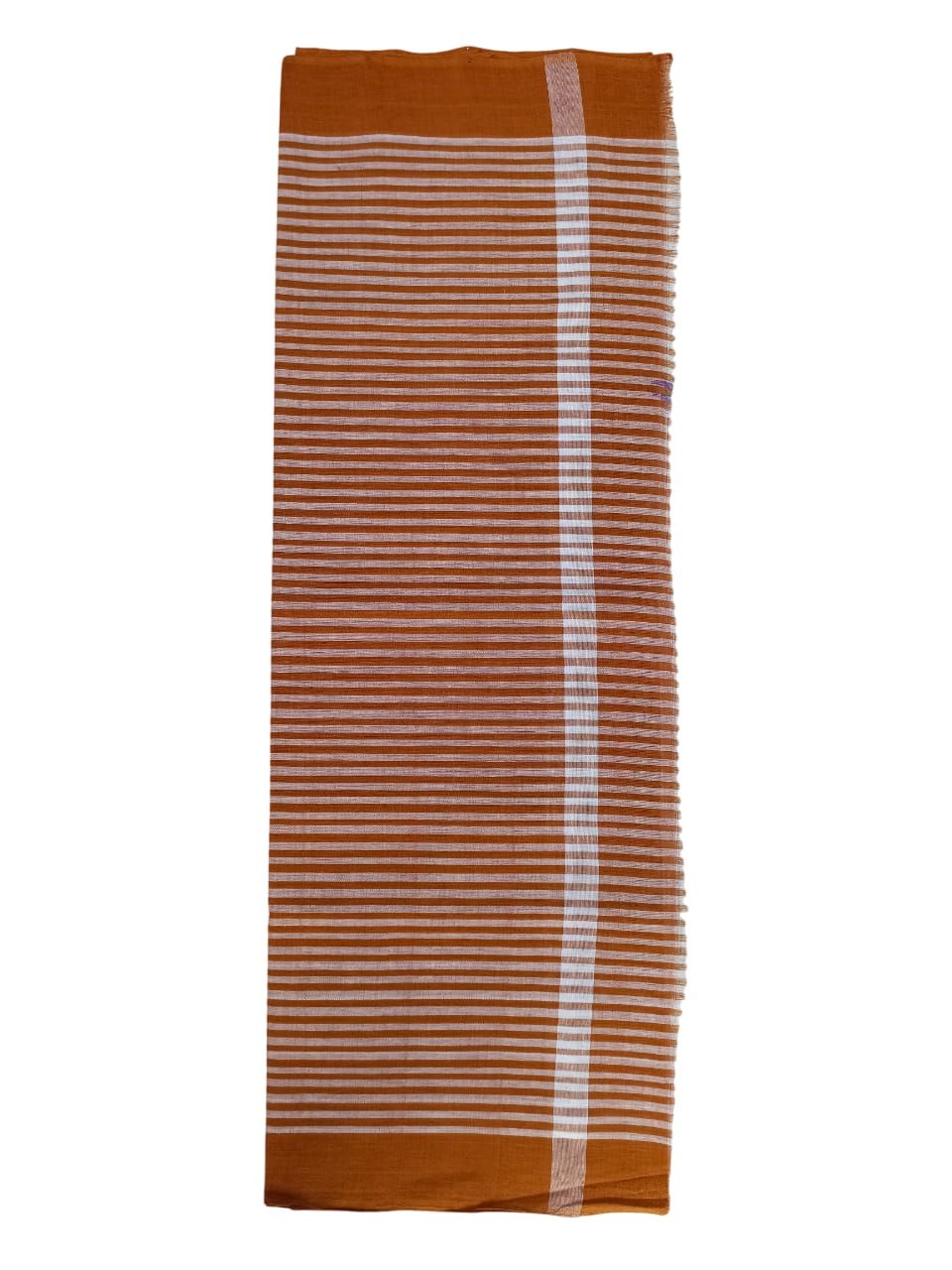 Cotton Brown and White Striped Handloom Towel - Soft and Absorbent - Perfect for Bath and Travel