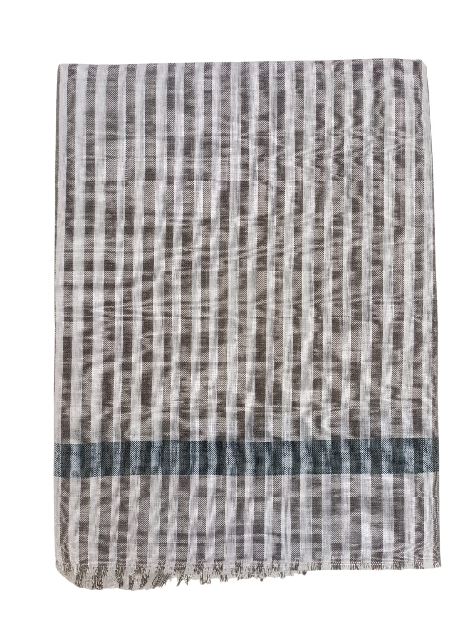 Brown and White Striped Cotton Towel