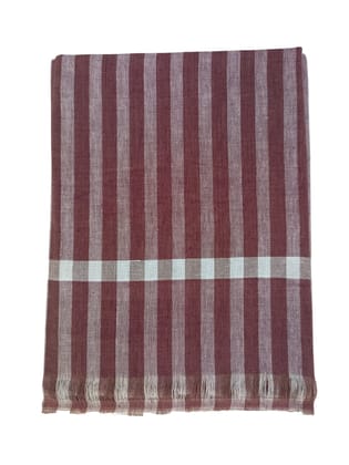 Unisex Handloom Cotton Towel - Brown and White Stripes