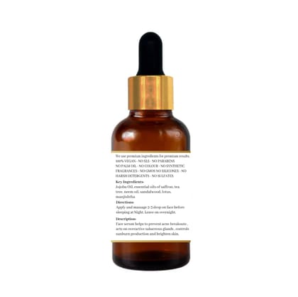 NATUUR - Anti Acne Face Serum - 50ml | Controls Oil Production | Reduces Inflammation & Prevents Breakouts | For Clear & Healthy-Looking Skin