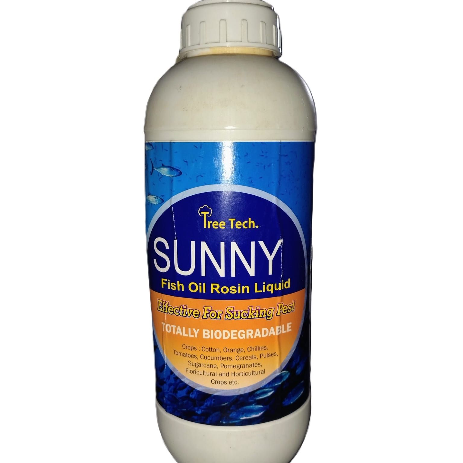 Tree Tech Sunny Fish Oil Rosin Liquid - Effective Against Sucking Pests, 100% Biodegradable, for Cotton, Orange, Chillies, Tomatoes, Cucumbers, Cereals, Pulses, Sugarcane, Pomegranates, Floricultural and Horticultural Crops