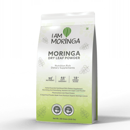 I AM MORINGA | Moringa Dry Leaf Powder, 90+ Nutrients, 46+ Anti-Oxidants, 18 Amino Acids-250gm