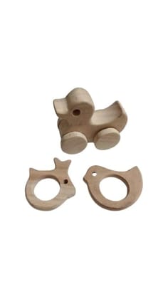 Neemtoys Natural Neem Wooden Teethers, Wheel Toy, Bunny, Dove and Duck Shapes Teether, Teething Toy for Babies with Multiple Textured Surface (Brown) Neemtoys Natural Neem Wooden Teethers, Wheel Toy, Bunny, Dove and Duck Shapes Teether, Teething Toy for Babies with Multiple Textured Surface (Brown)