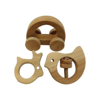 Neemtoys Neem Wooden Perfect Blend of Pull Toy, Rattle and Teether Hallow Car, Dove and Rabbit Shapes Teether, Teething Toy for Babies with Multiple Textured Surface (Brown) Neemtoys Neem Wooden Perfect Blend of Pull Toy, Rattle and Teether Hallow Car, Dove and Rabbit Shapes Teether, Teething Toy for Babies with Multiple Textured Surface (Brown)