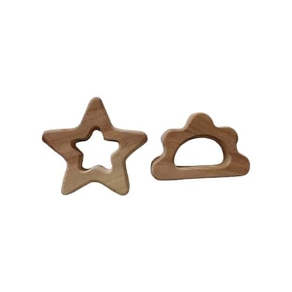 Neemtoys Beautiful Set of 2 Neem Wooden Teethers Star and Cloud Shapes Neemtoys Beautiful Set of 2 Neem Wooden Teethers Star and Cloud Shapes