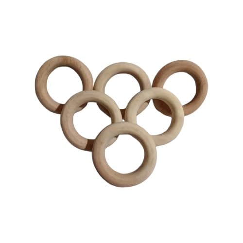 Neemtoys Pack of 6 Neem Wooden Ring Teethers for Babies, Teething Toy for Kids (Brown)