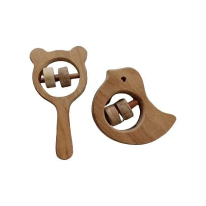 Neemtoys Pure Neem Wooden Nice Sound Making Neem Wooden Rattles for Toddlers Hippo Head and Sparrow Shapes Neemtoys Pure Neem Wooden Nice Sound Making Neem Wooden Rattles for Toddlers Hippo Head and Sparrow Shapes