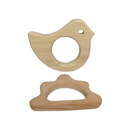 Neemtoys Teethers for Babies of Age 0 to 3 Years Neem Wooden Baby Teethers Dove Cloud Shapes