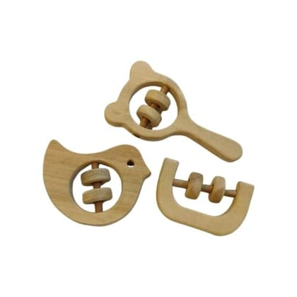 Neemtoys Pure Neem Wooden Rattles, Sound Making Toys for Toddlers, Mickey Head, C Shape and Dove Shapes Teether, Teething Toy for Babies with Multiple Textured Surface (Brown) Neemtoys Pure Neem Wooden Rattles, Sound Making Toys for Toddlers, Mickey Head, C Shape and Dove Shapes Teether, Teething Toy for Babies with Multiple Textured Surface (Brown)