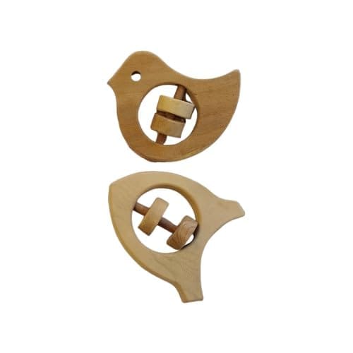 Neemtoys Pure Neem Wooden Rattles for Babies of Age 0 to 3 Years Dove and Rocket Shapes Rattles for Baby