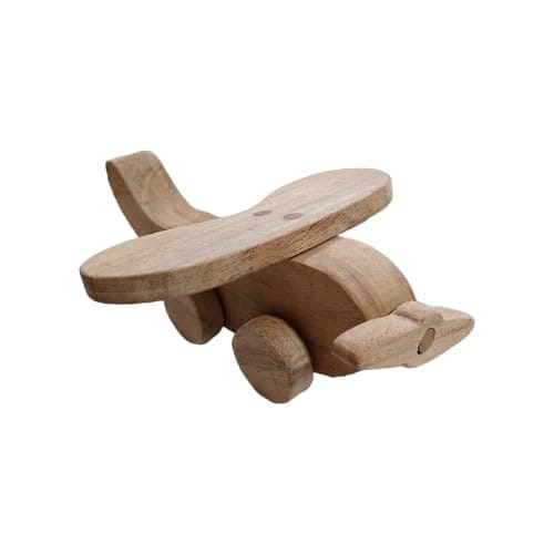 Neemtoys Neem Wooden Airplane for Toddlers, Vehicle Pull Along Toddlers Toy for Babies (Brown)