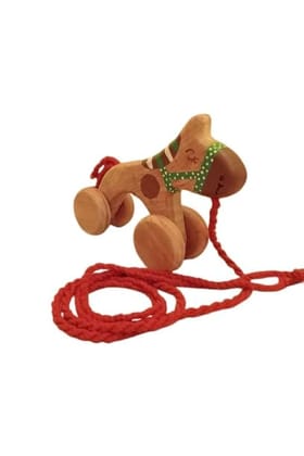 Neemtoys Neem Wooden Neem Wooden Pull Along Horse Toy Balance and Coordination, Enjoy The Benefits, Rocking Horse Toy for Babies (Brown)