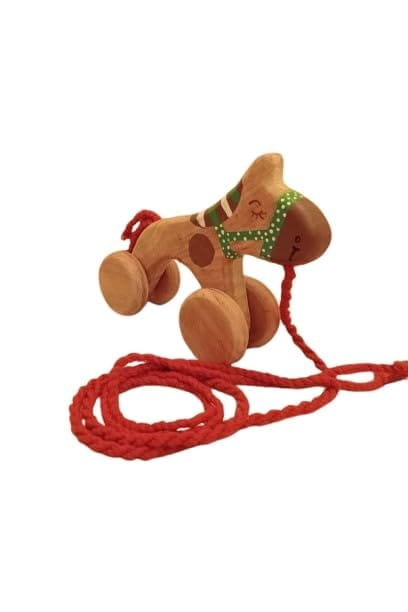 Neemtoys Neem Wooden Neem Wooden Pull Along Horse Toy Balance and Coordination, Enjoy The Benefits, Rocking Horse Toy for Babies (Brown)