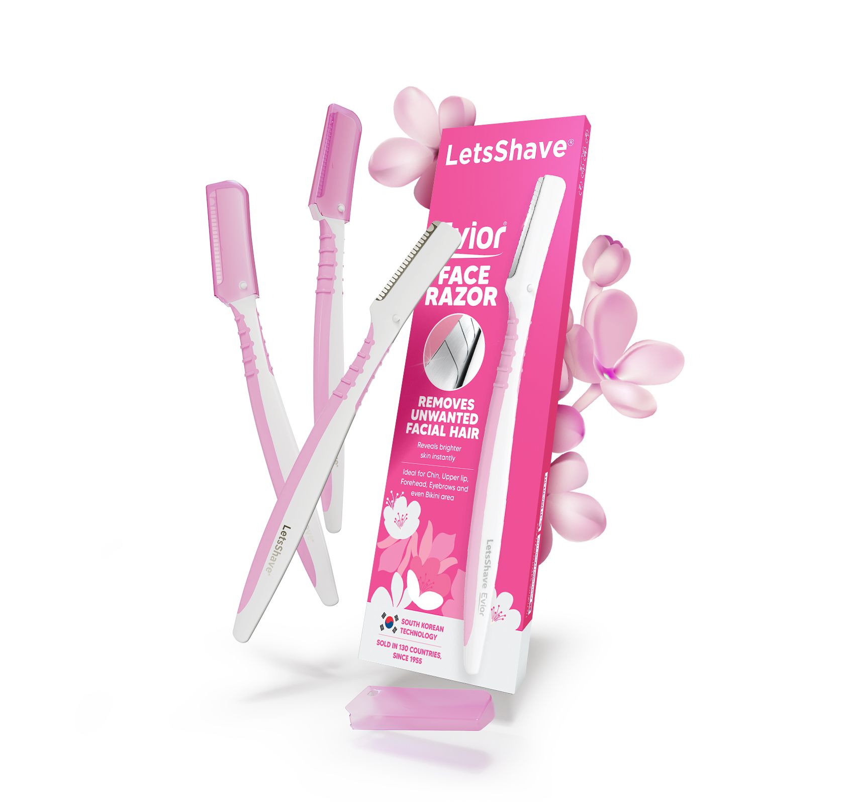 LetsShave Evior Reusable Face & Eyebrow Razor For Women | For Insant & Painless Hair Removal | For Face, Eyebrow, Chin, Vellus hair, Upper Lips | Derma-Planing Tool for Sensitive Skin - Pack of 3