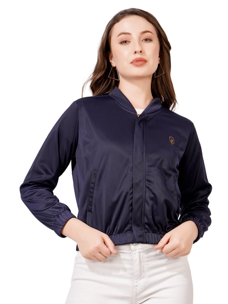 Women Solid Casual Jacket (Navy Blue) - Jackets & Coats | Buy online on ZillyBuy