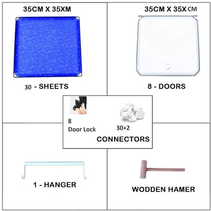  Interlocking Clear Plastic Storage Organizer, Modular Cabinet Organizer, DIY Assembly, Stackable Storage Bins for Clothes, Toys, Books, Pantry, Office Supplies
