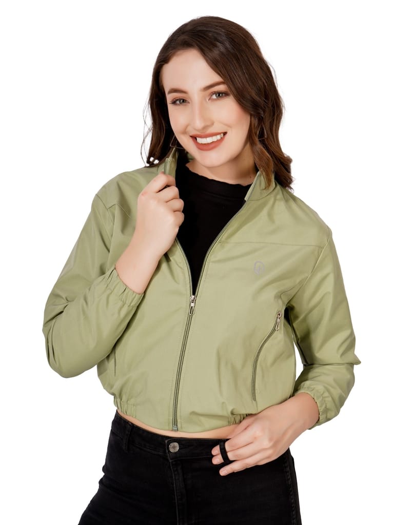 Trendy Women Women Solid Winter Crop Jecket (Pista Green) 2025 at ShopCircuit | ONDC