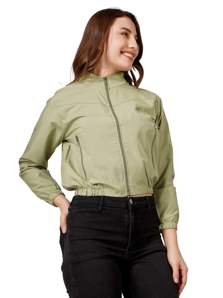 Trendy Women Women Solid Winter Crop Jecket (Pista Green) 2025 at ShopCircuit | ONDC