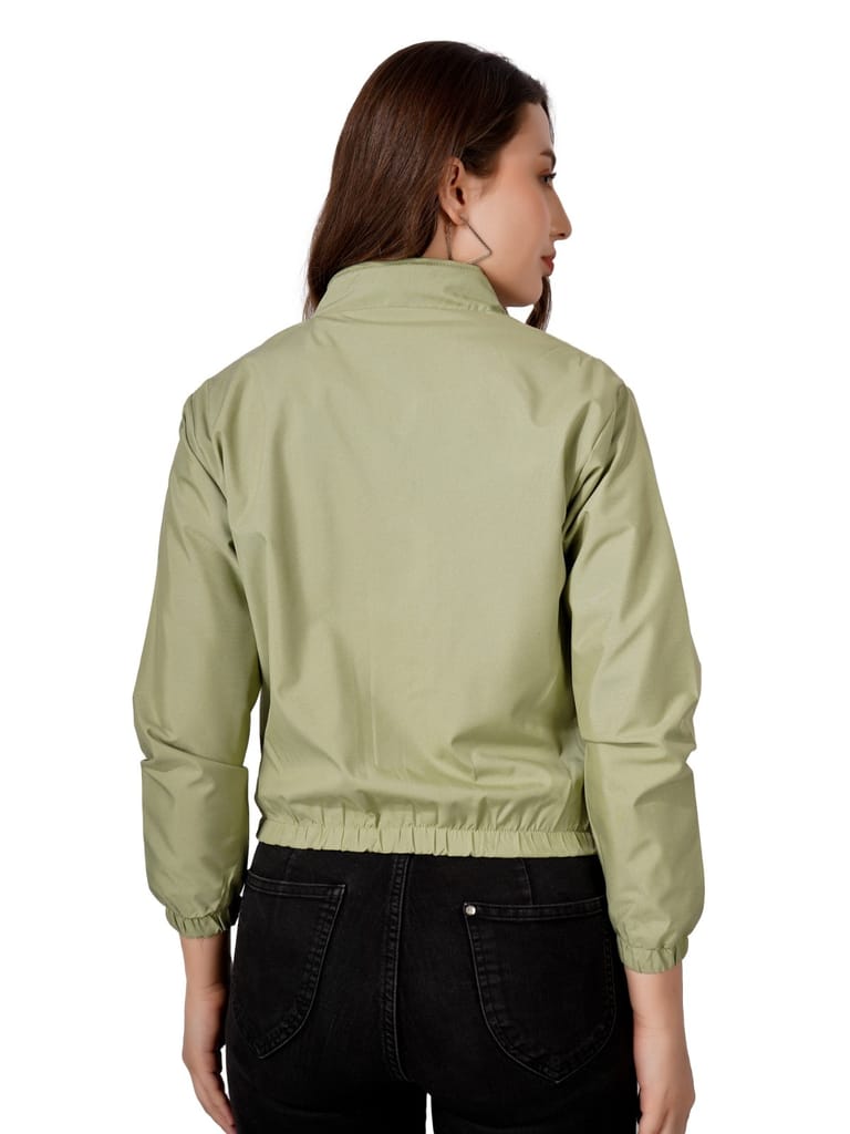 Trendy Women Women Solid Winter Crop Jecket (Pista Green) 2025 at ShopCircuit | ONDC