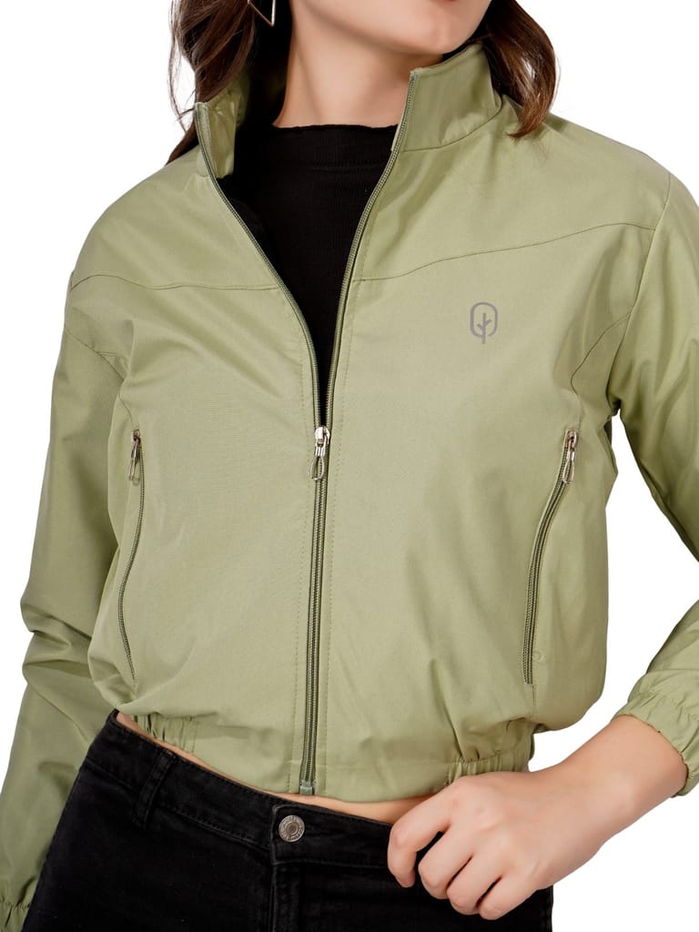 Trendy Women Women Solid Winter Crop Jecket (Pista Green) 2025 at ShopCircuit | ONDC
