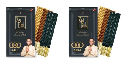Zed Black Premium Incense Sticks 3-IN-1, Pack of 2