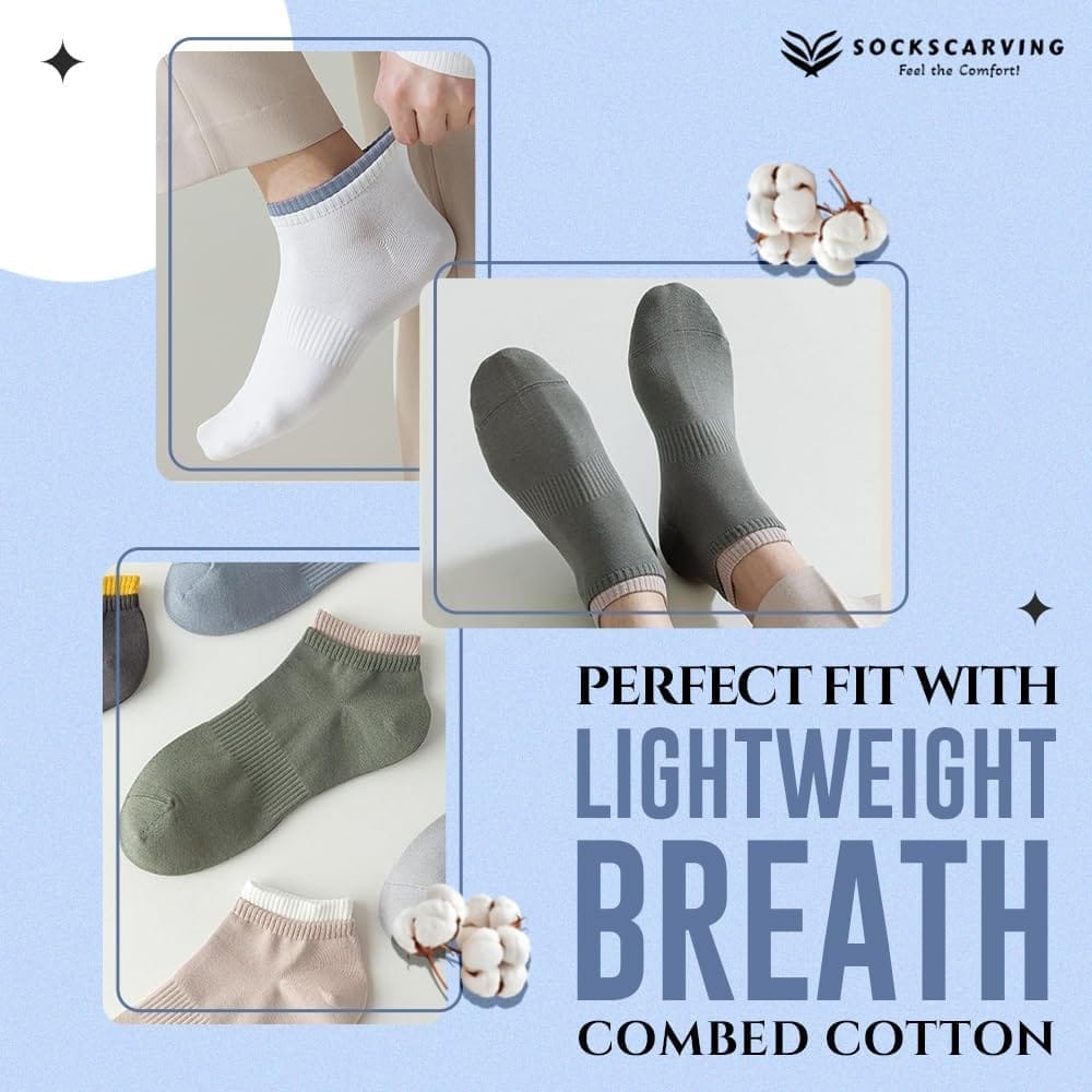 Socks Carving Pack of 7 Multicolour Unisex Ankle length Socks, Made With Durable & Breathable Cotton, Free Size, Addy 2.0 Edition, Suitable for all Season, Soft & Breathable, Daily Use